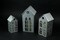 Set of 3 Country Farmhouse Galvanized Metal House Shaped Votive Candle Holders